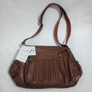 ELDA Purses for Women Pocketbooks Soft PU Leather Ladies Medium, Brown NWT